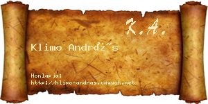 Klimo András névjegykártya